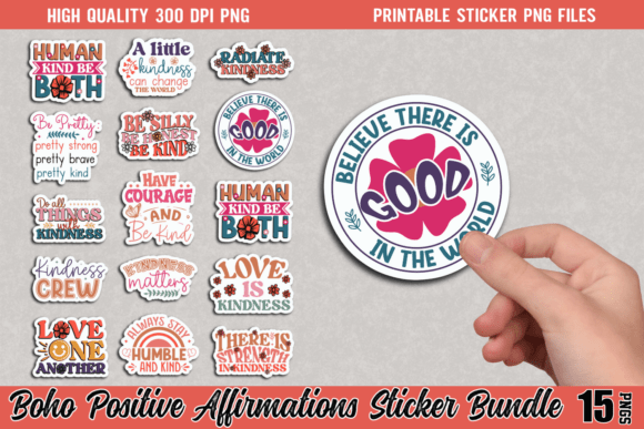 Download Boho Positive Affirmations Sticker Bundl - Premium Resources